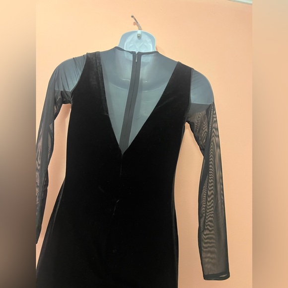 Mango Suit XS Black Velvet Mesh Mini Dress - Picture 6 of 7